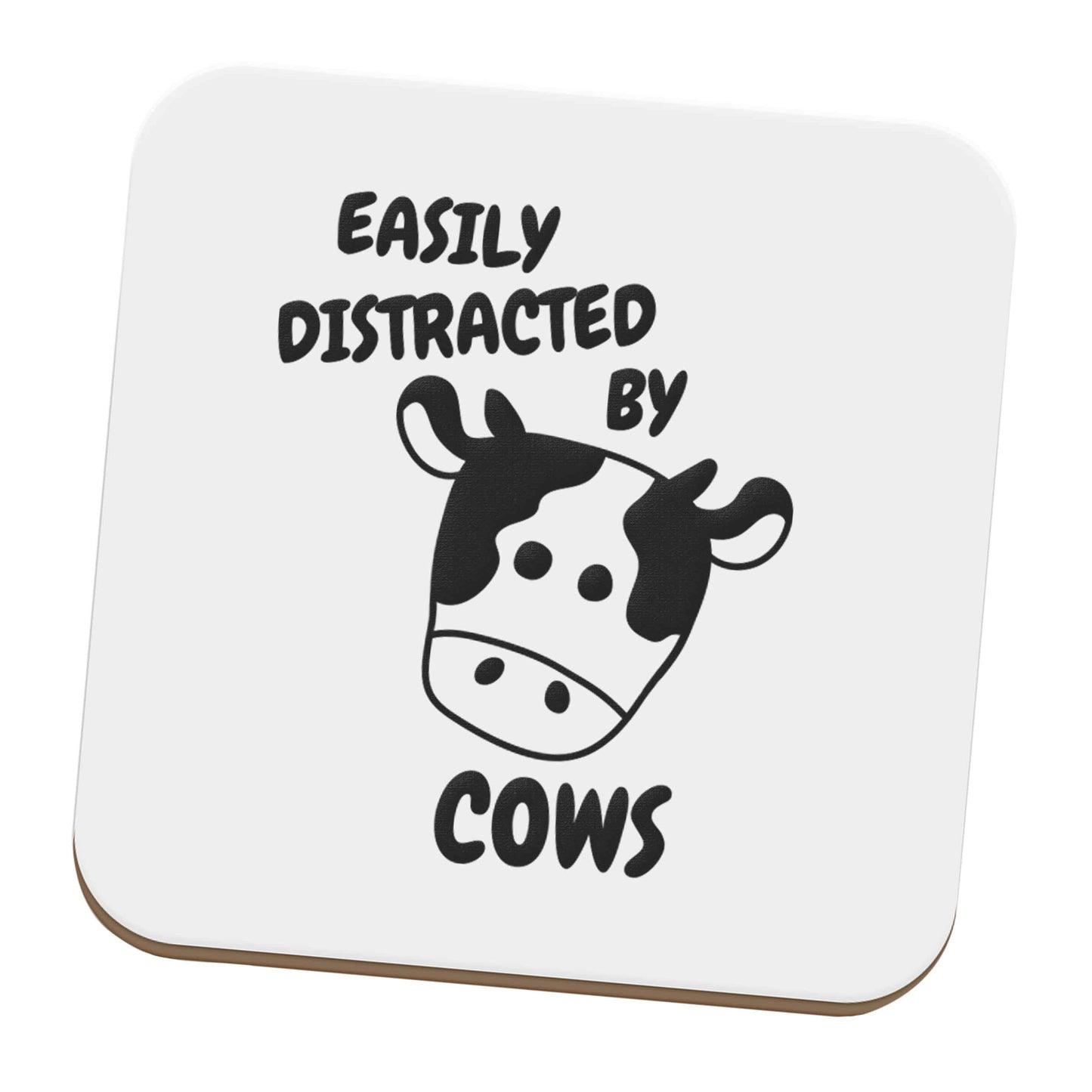 Easily distracted by cows set of four coasters