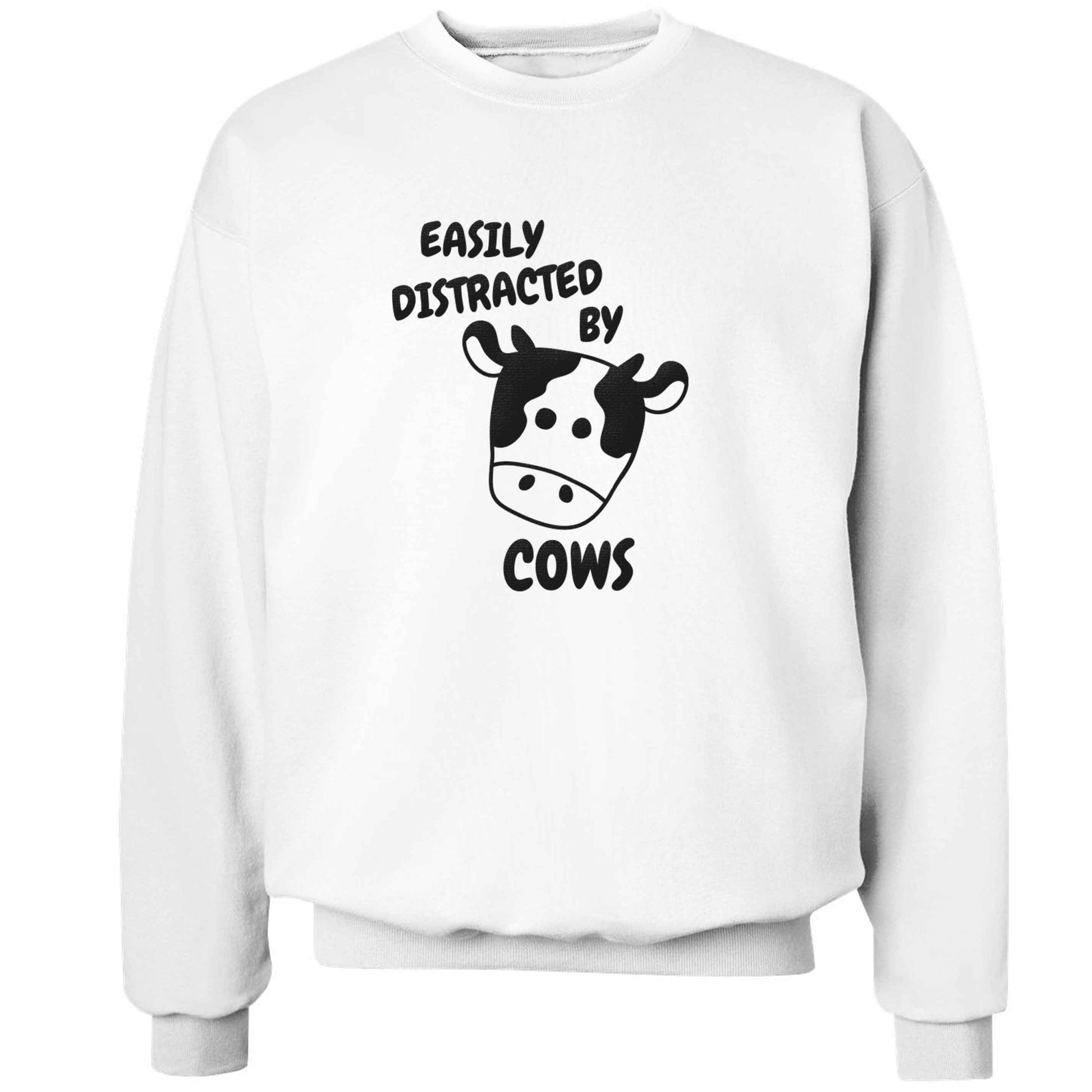 Easily distracted by cows adult's unisex white sweater 2XL
