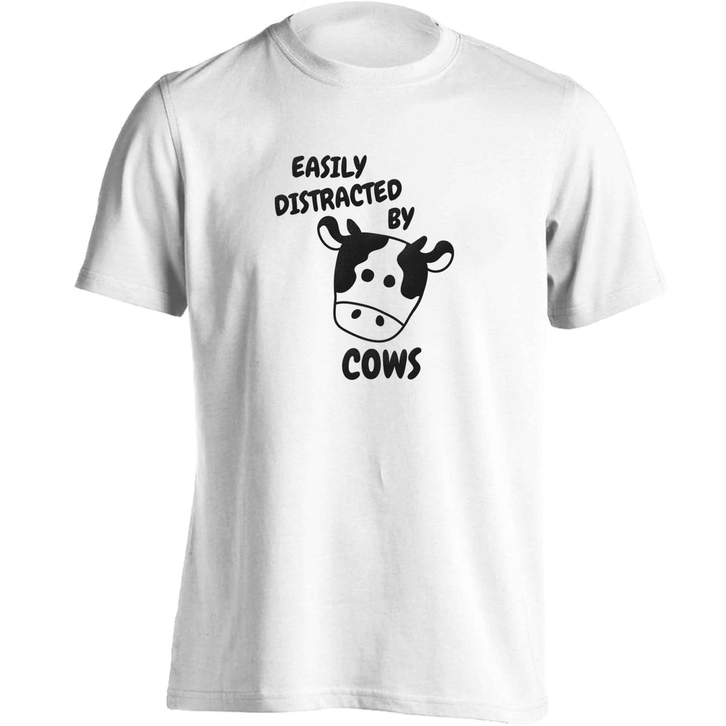 Easily distracted by cows adults unisex white Tshirt 2XL
