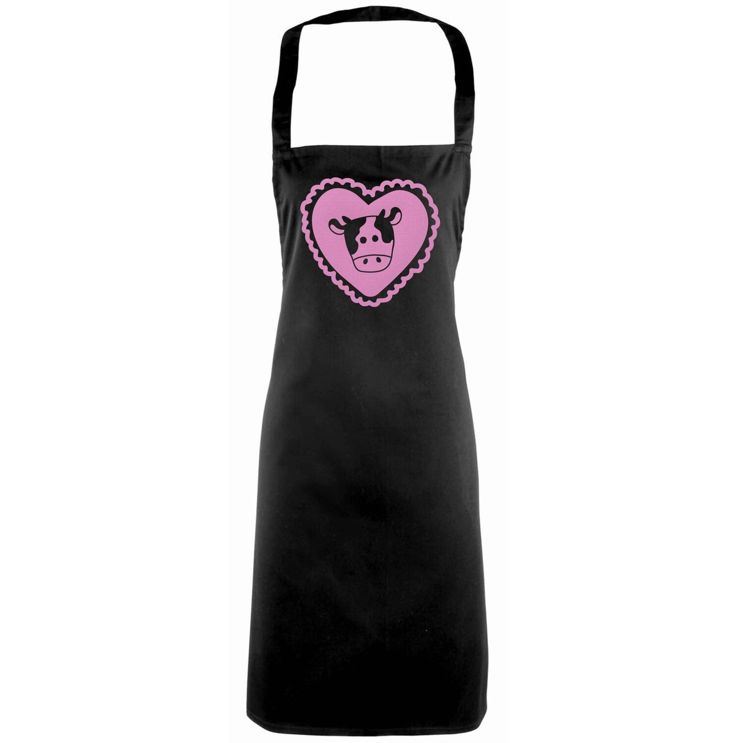 Cow heart illustration adults black apron