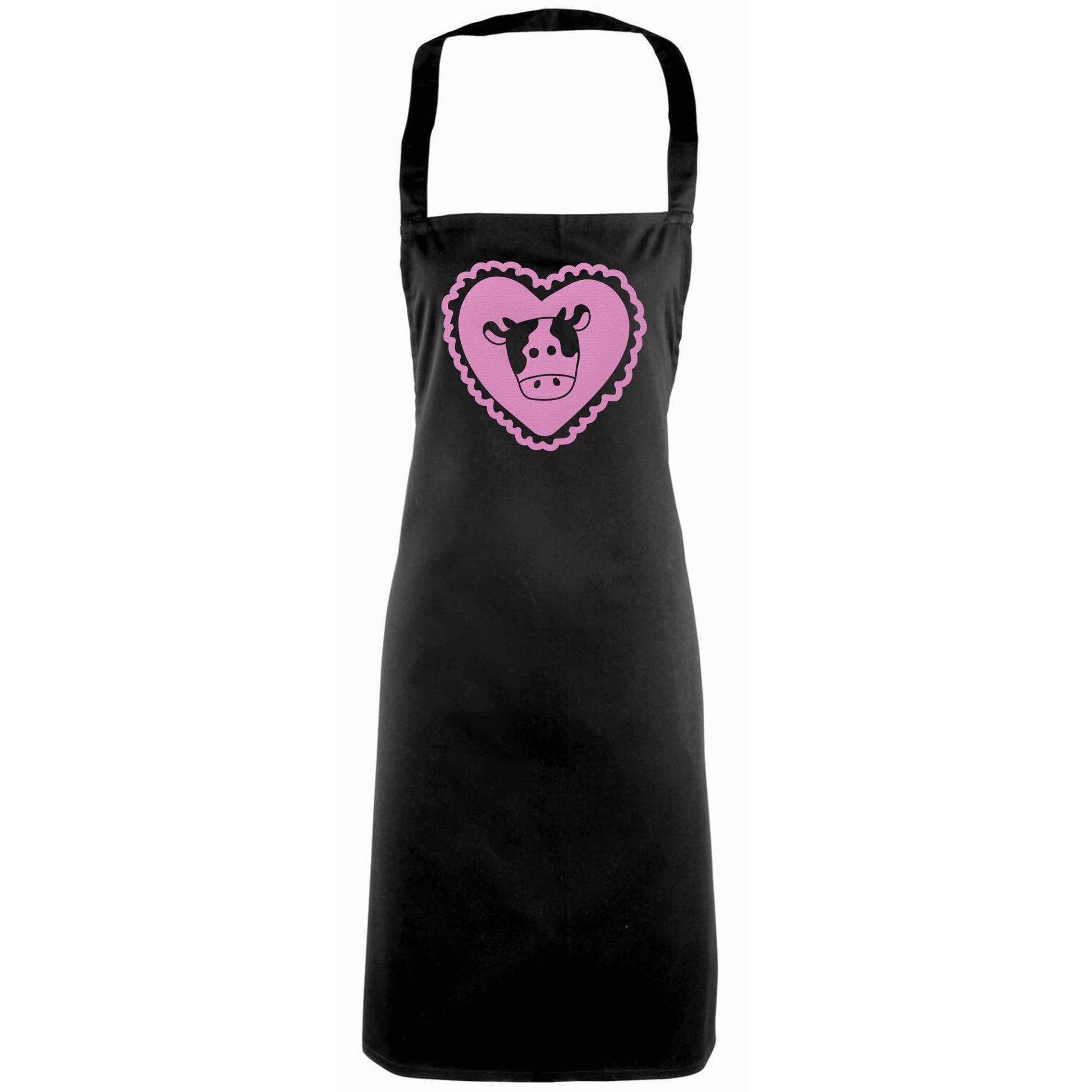 Cow heart illustration adults black apron