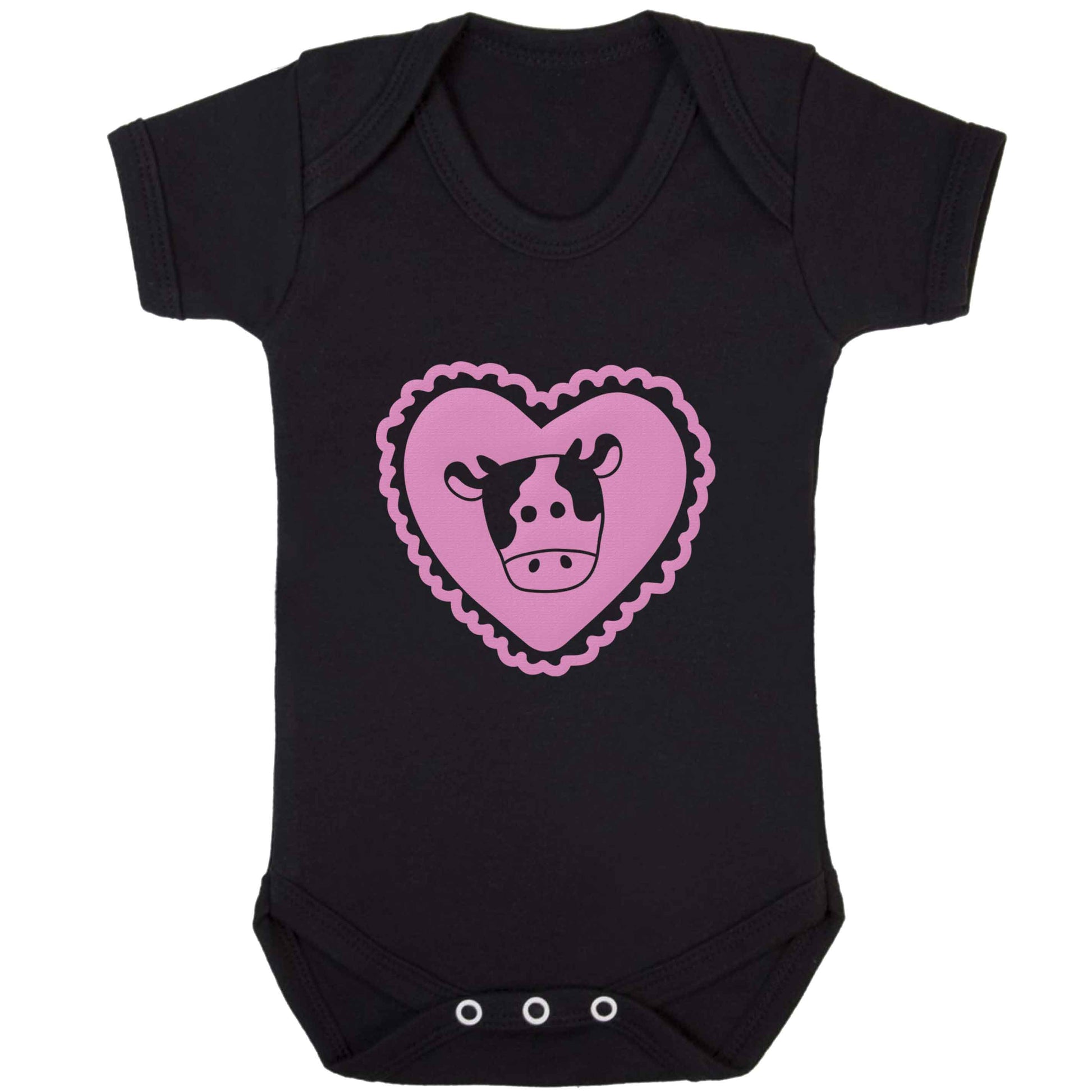 Cow heart illustration baby bodysuit black 18-24 months