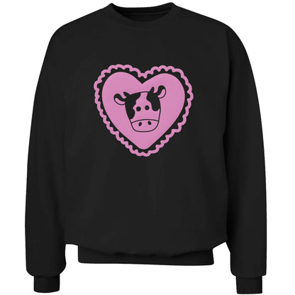 Cow heart illustration adult's unisex black sweater 2XL