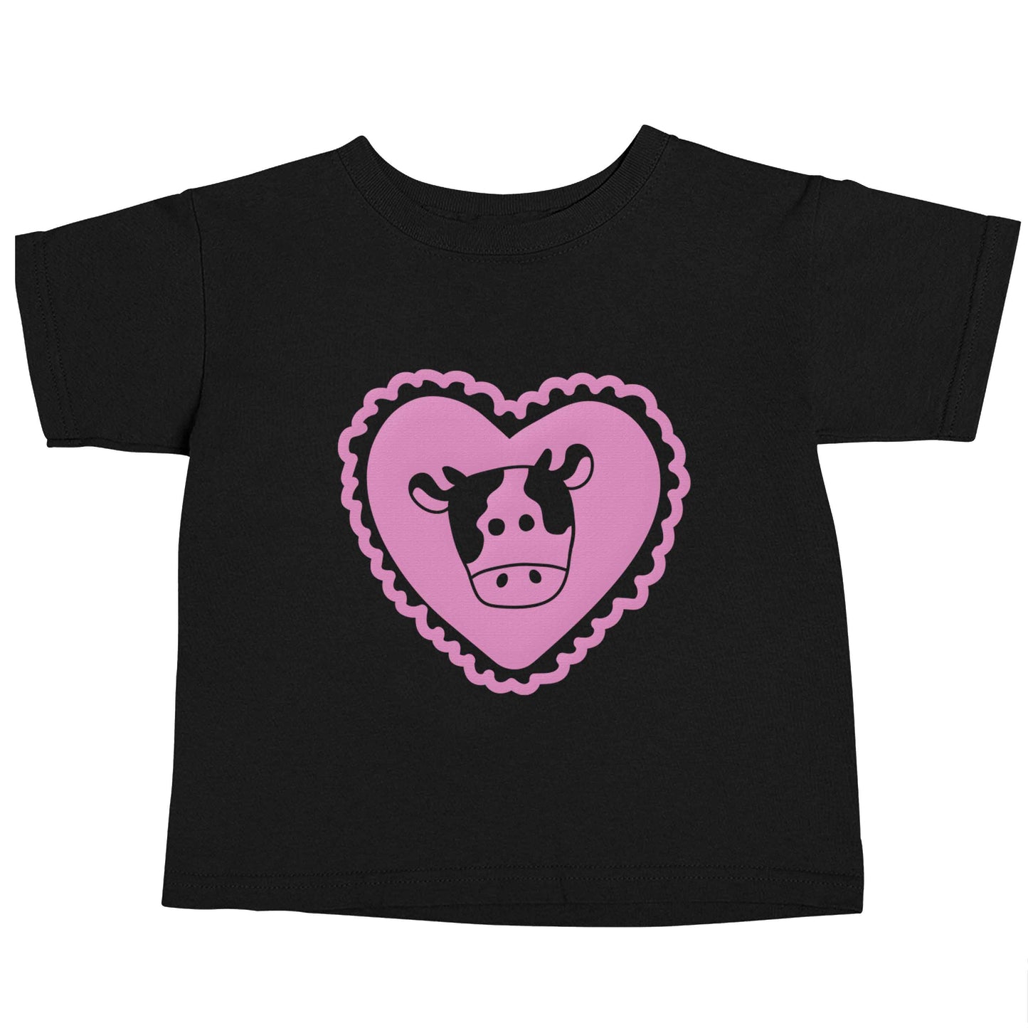 Cow heart illustration Black baby toddler Tshirt 2 years