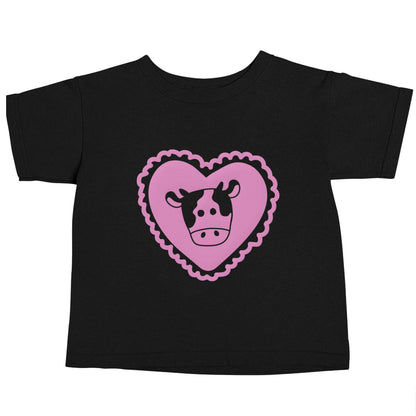 Cow heart illustration Black baby toddler Tshirt 2 years