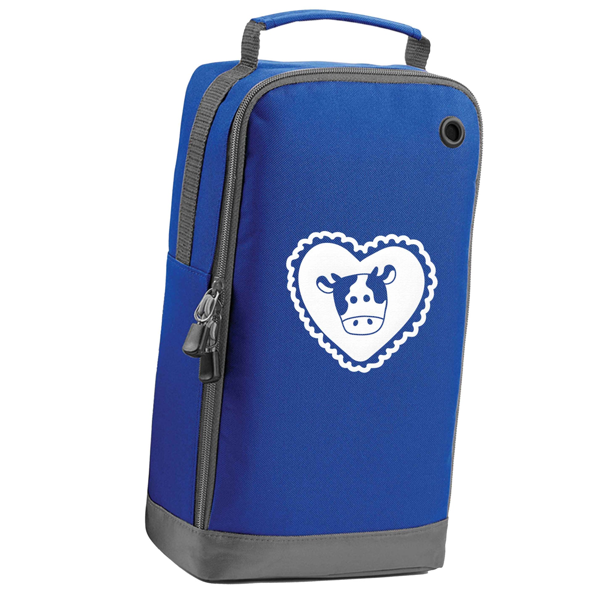 Cow heart illustration blue sports shoe bag vertical print