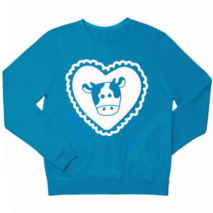 Cow heart illustration children's blue sweater 12-13 Years