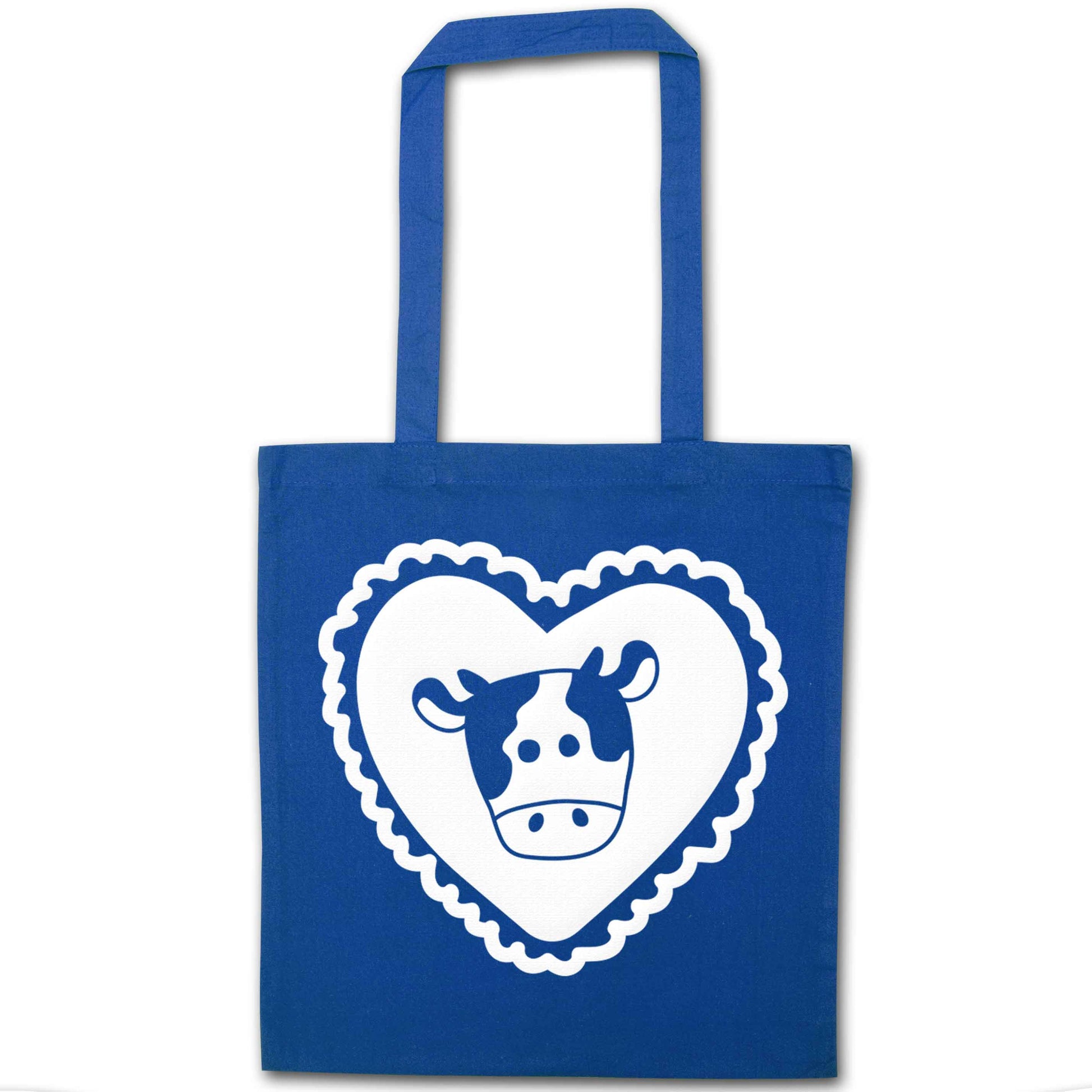 Cow heart illustration blue tote bag