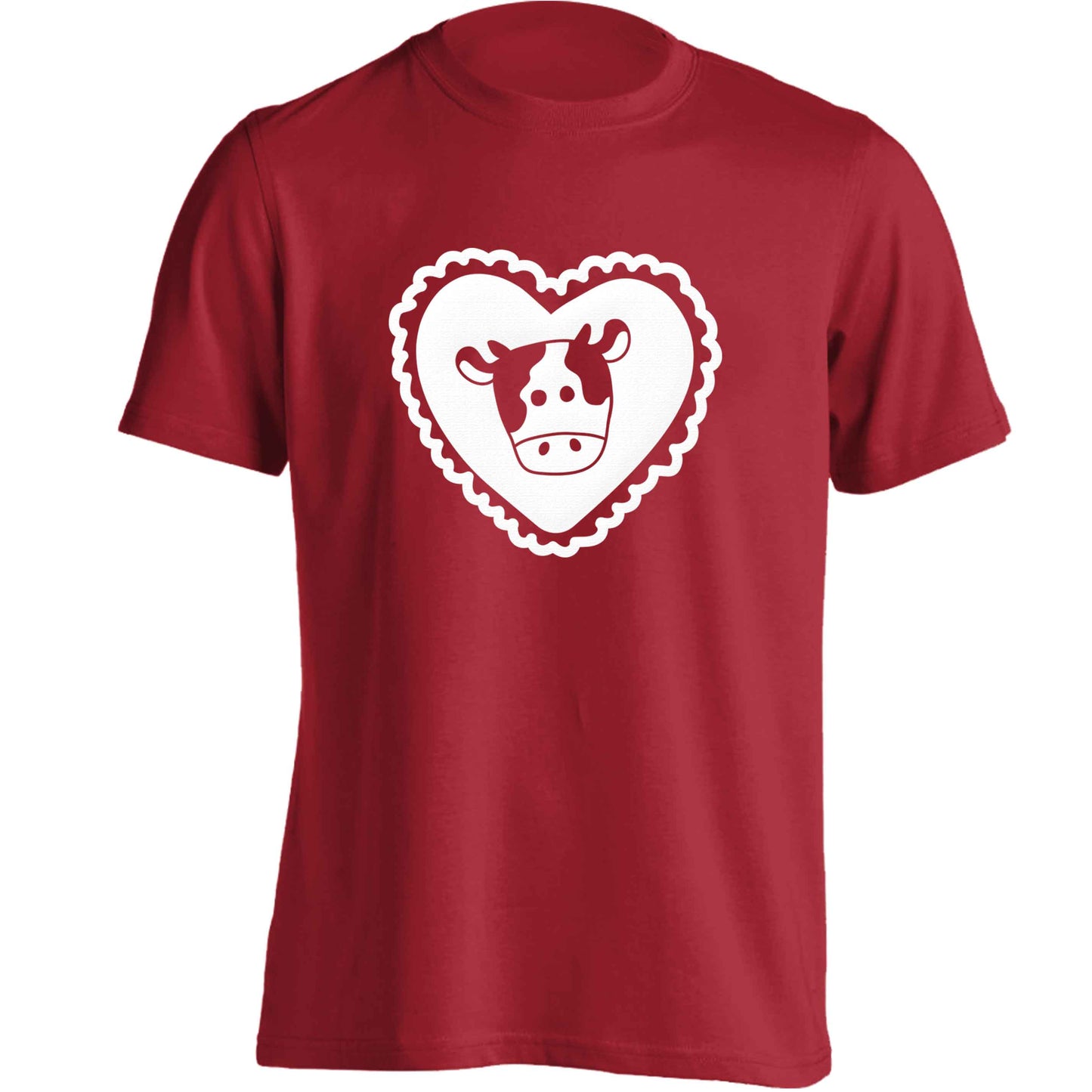 Cow heart illustration adults unisex red Tshirt 2XL