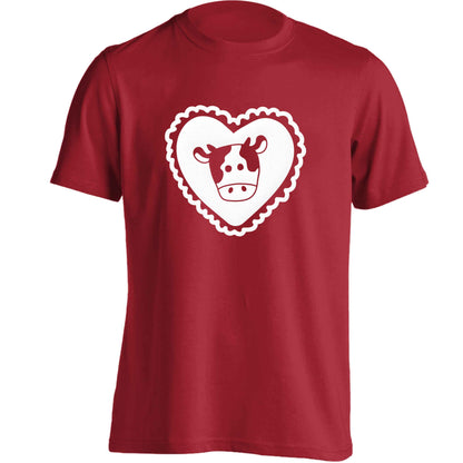 Cow heart illustration adults unisex red Tshirt 2XL