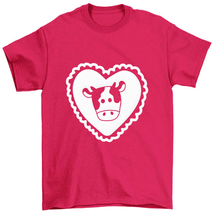 Cow heart illustration Children's pink Tshirt 12-13 Years