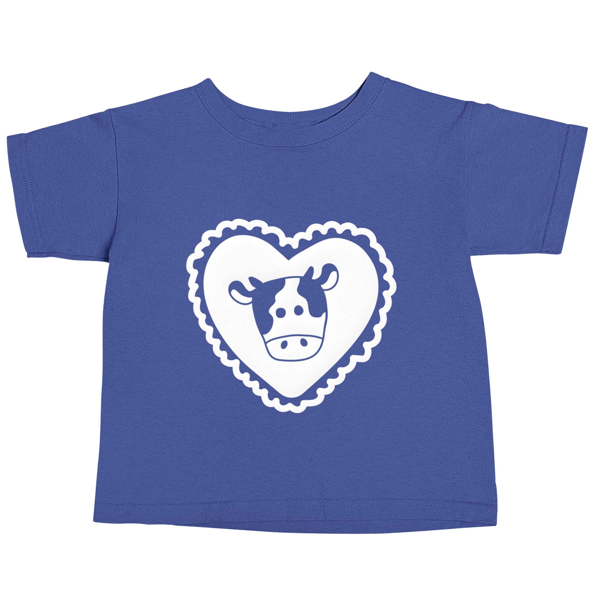 Cow heart illustration blue baby toddler Tshirt 2 Years