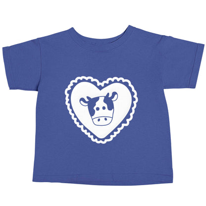 Cow heart illustration blue baby toddler Tshirt 2 Years