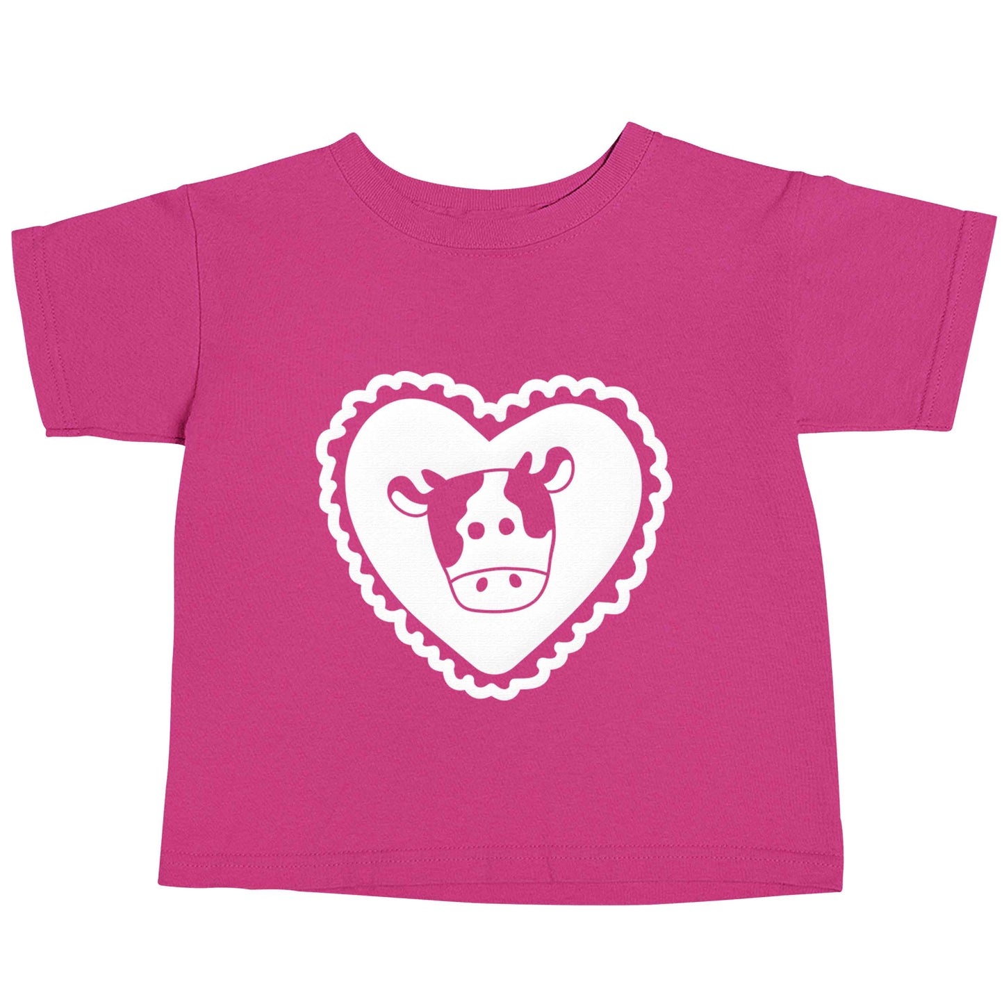 Cow heart illustration pink baby toddler Tshirt 2 Years
