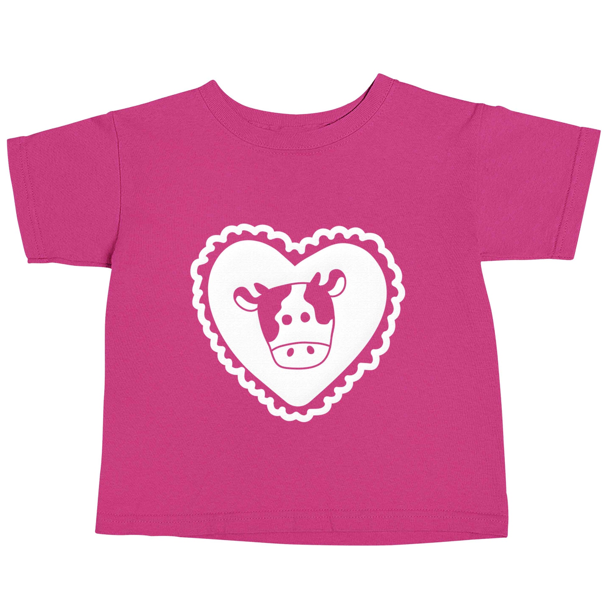 Cow heart illustration pink baby toddler Tshirt 2 Years