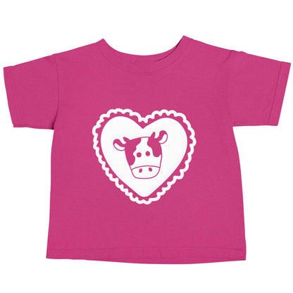 Cow heart illustration pink baby toddler Tshirt 2 Years