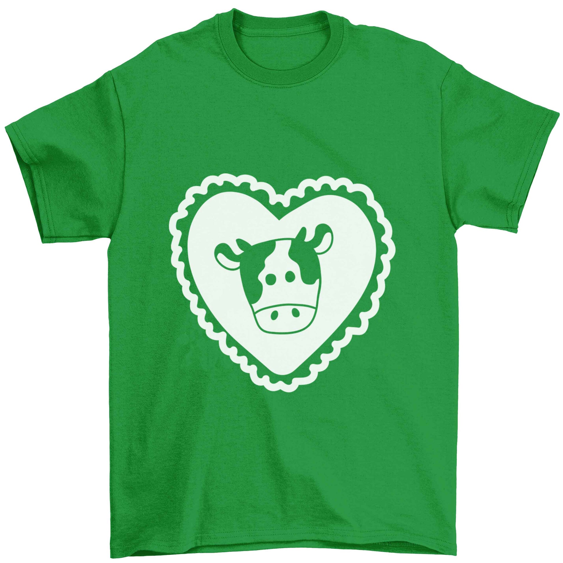 Cow heart illustration Children's green Tshirt 12-13 Years