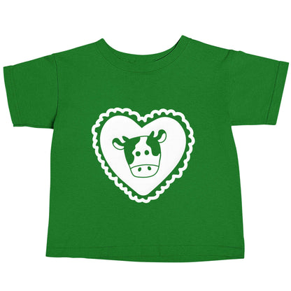 Cow heart illustration green baby toddler Tshirt 2 Years