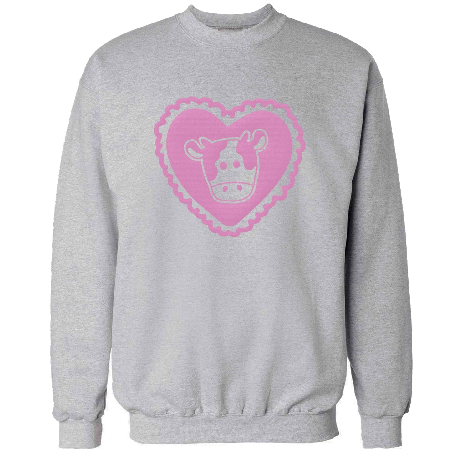 Cow heart illustration adult's unisex grey sweater 2XL