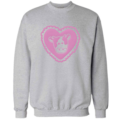 Cow heart illustration adult's unisex grey sweater 2XL