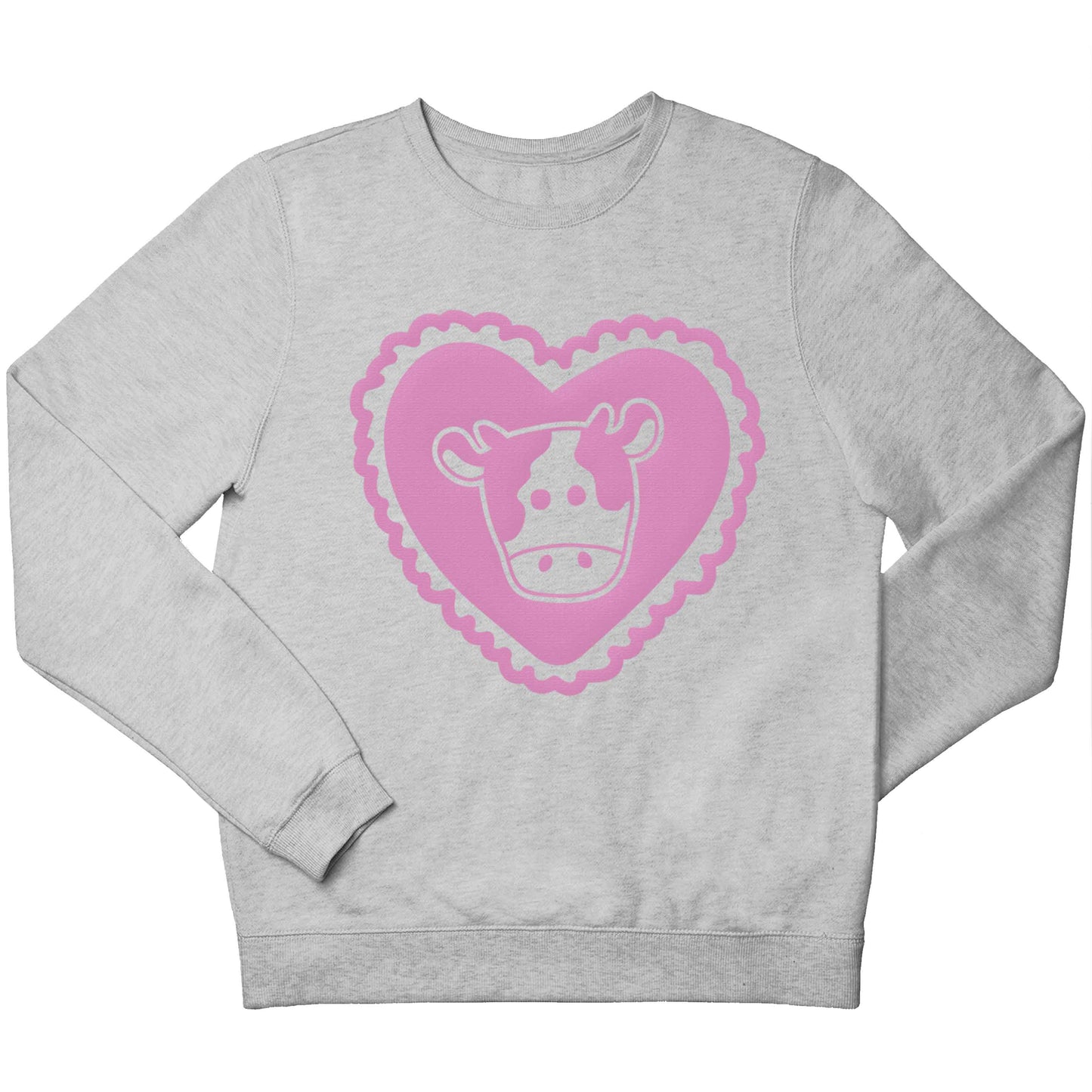 Cow heart illustration children's grey sweater 12-13 Years