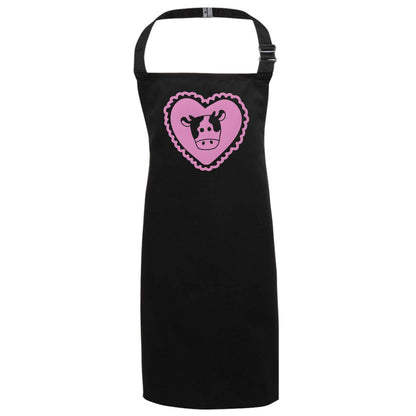 Cow heart illustration black apron 7-10 years