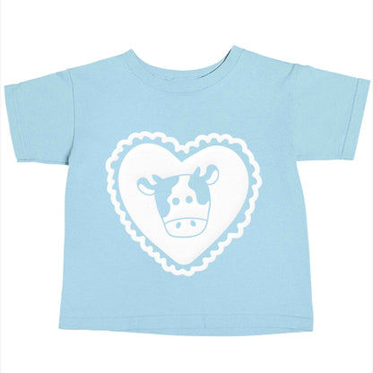 Cow heart illustration Children's light blue Tshirt 12-13 Years