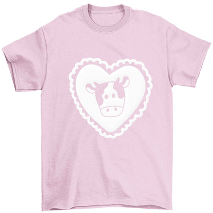 Cow heart illustration Children's light pink Tshirt 12-13 Years