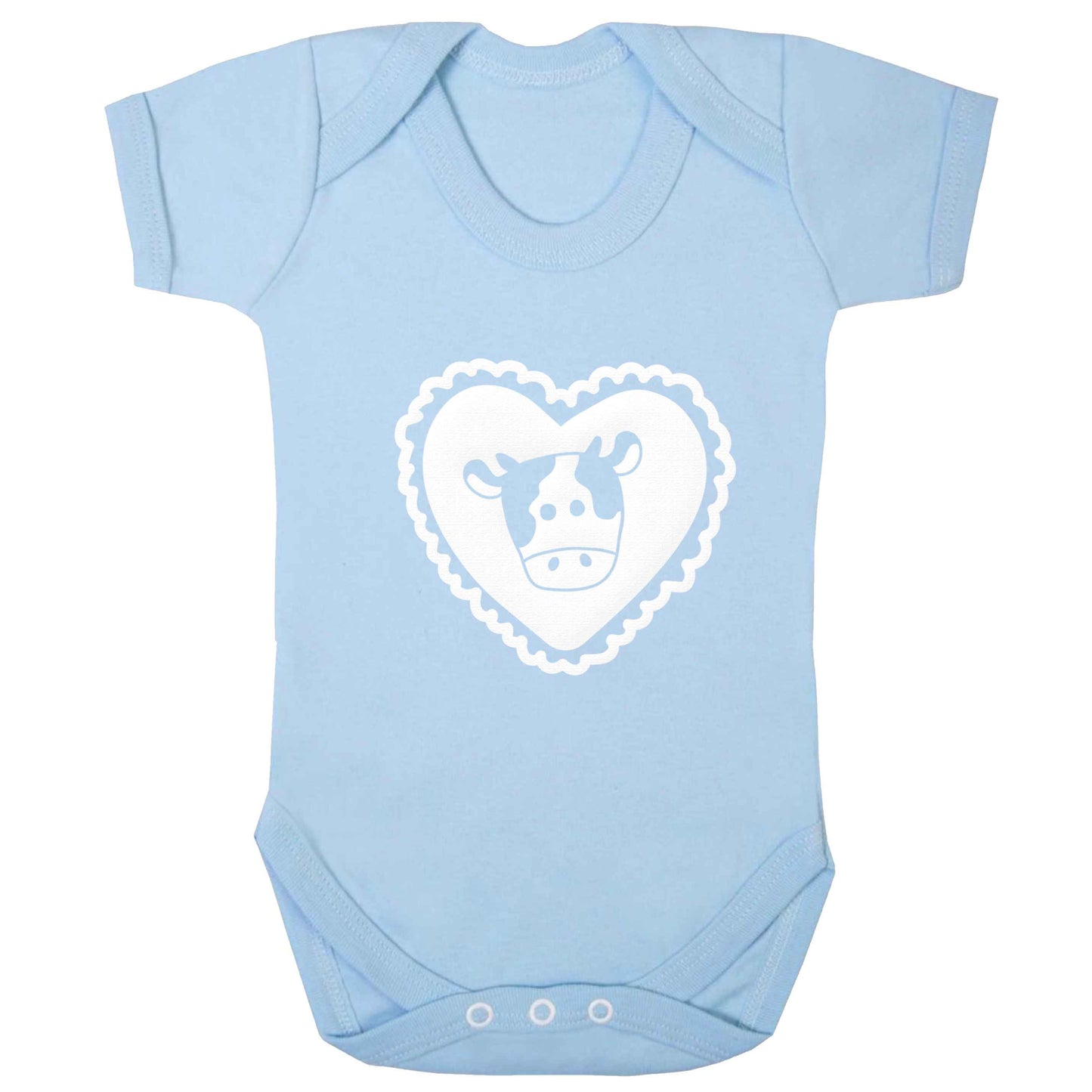 Cow heart illustration baby bodysuit pale blue 18-24 months