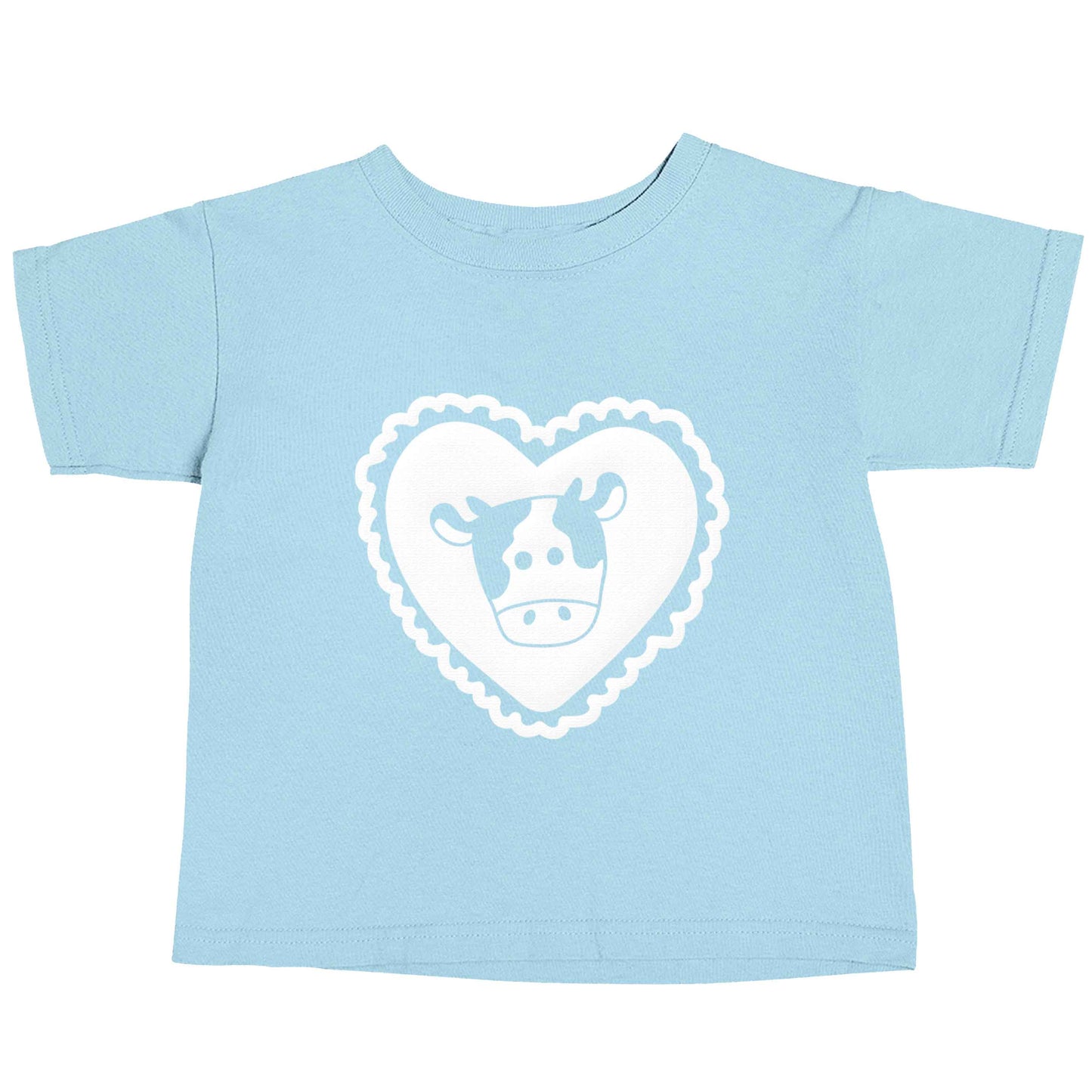 Cow heart illustration light blue baby toddler Tshirt 2 Years