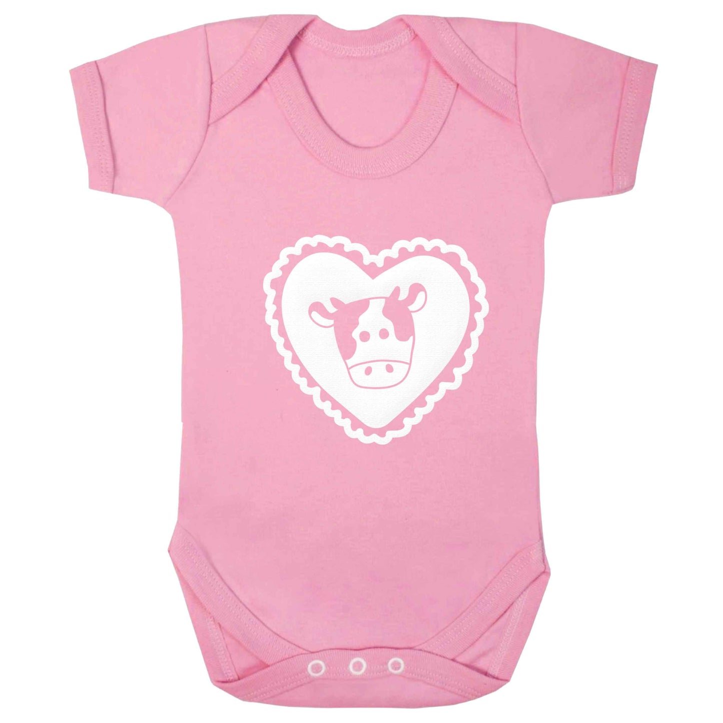 Cow heart illustration baby bodysuit pale pink 18-24 months