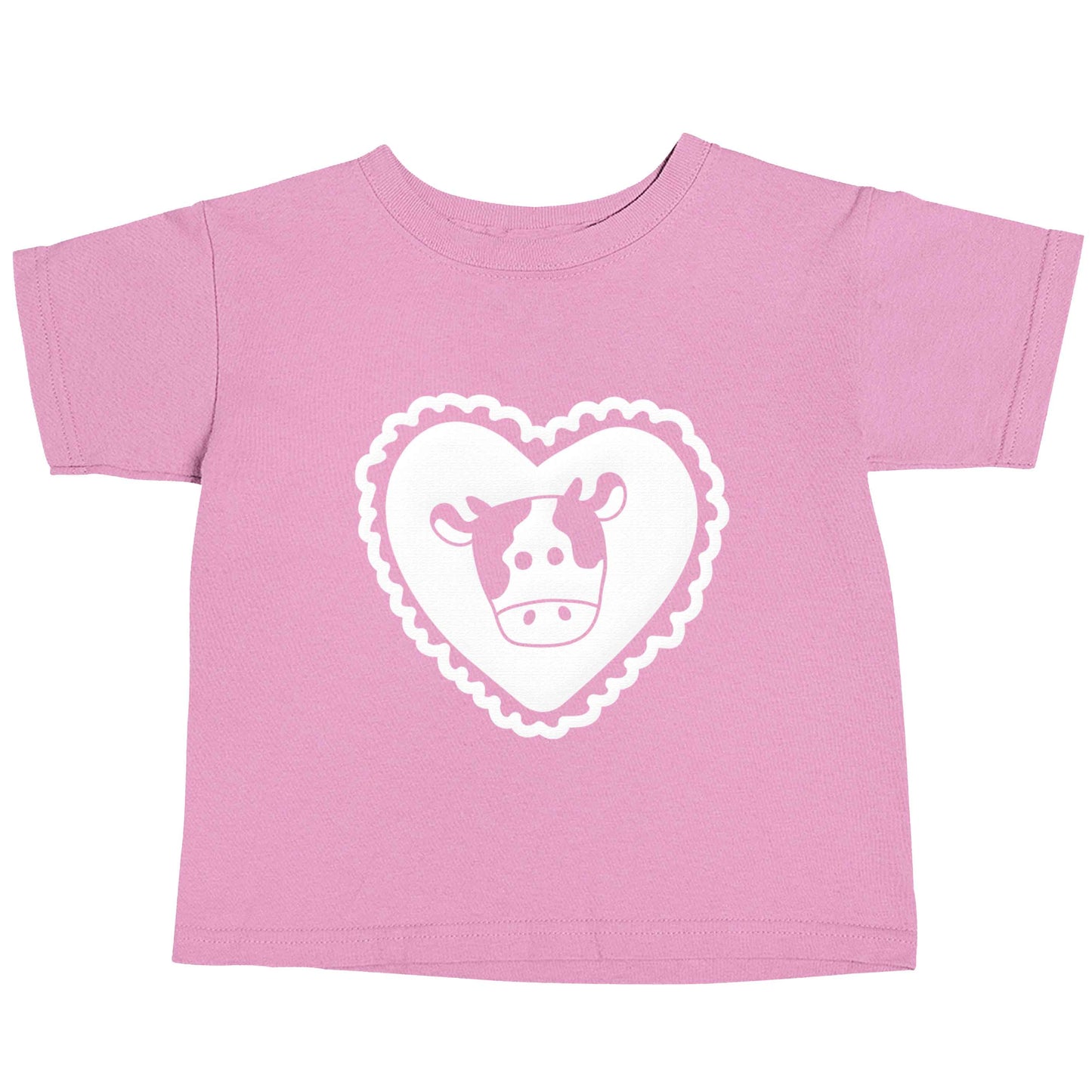 Cow heart illustration light pink baby toddler Tshirt 2 Years