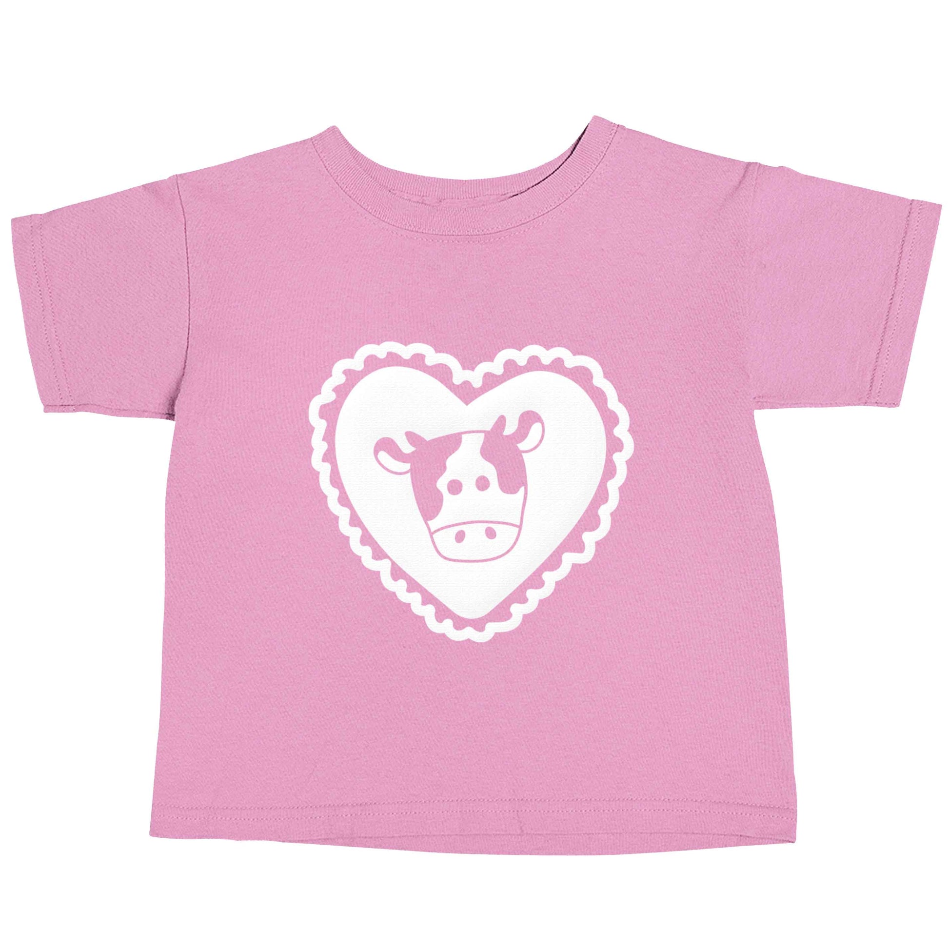 Cow heart illustration light pink baby toddler Tshirt 2 Years