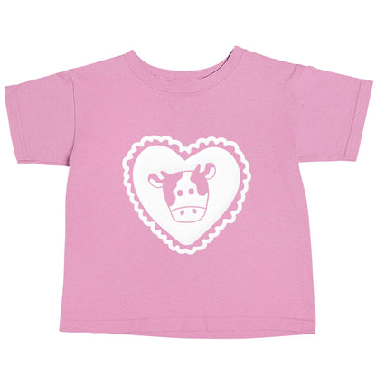 Cow heart illustration light pink baby toddler Tshirt 2 Years