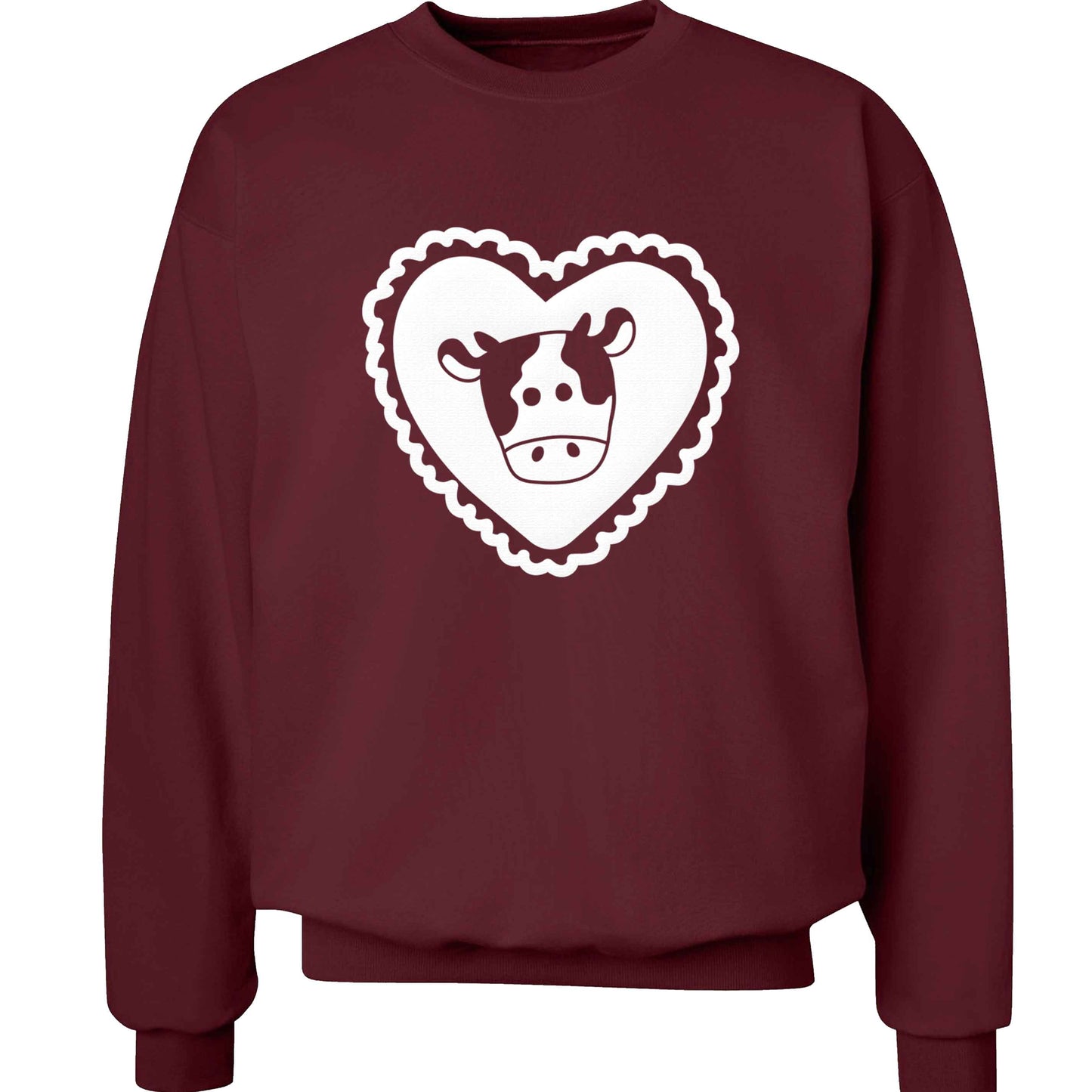 Cow heart illustration adult's unisex maroon sweater 2XL