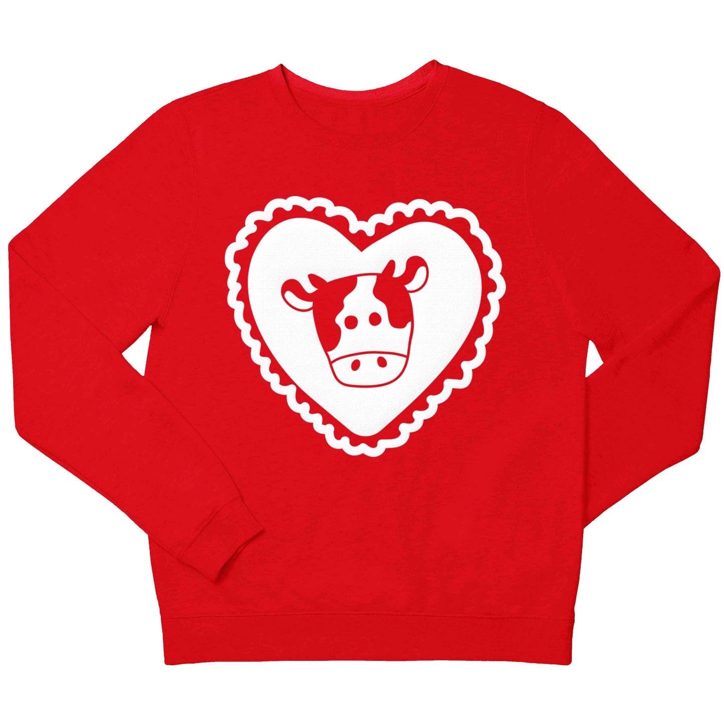 Cow heart illustration children's grey sweater 12-13 Years
