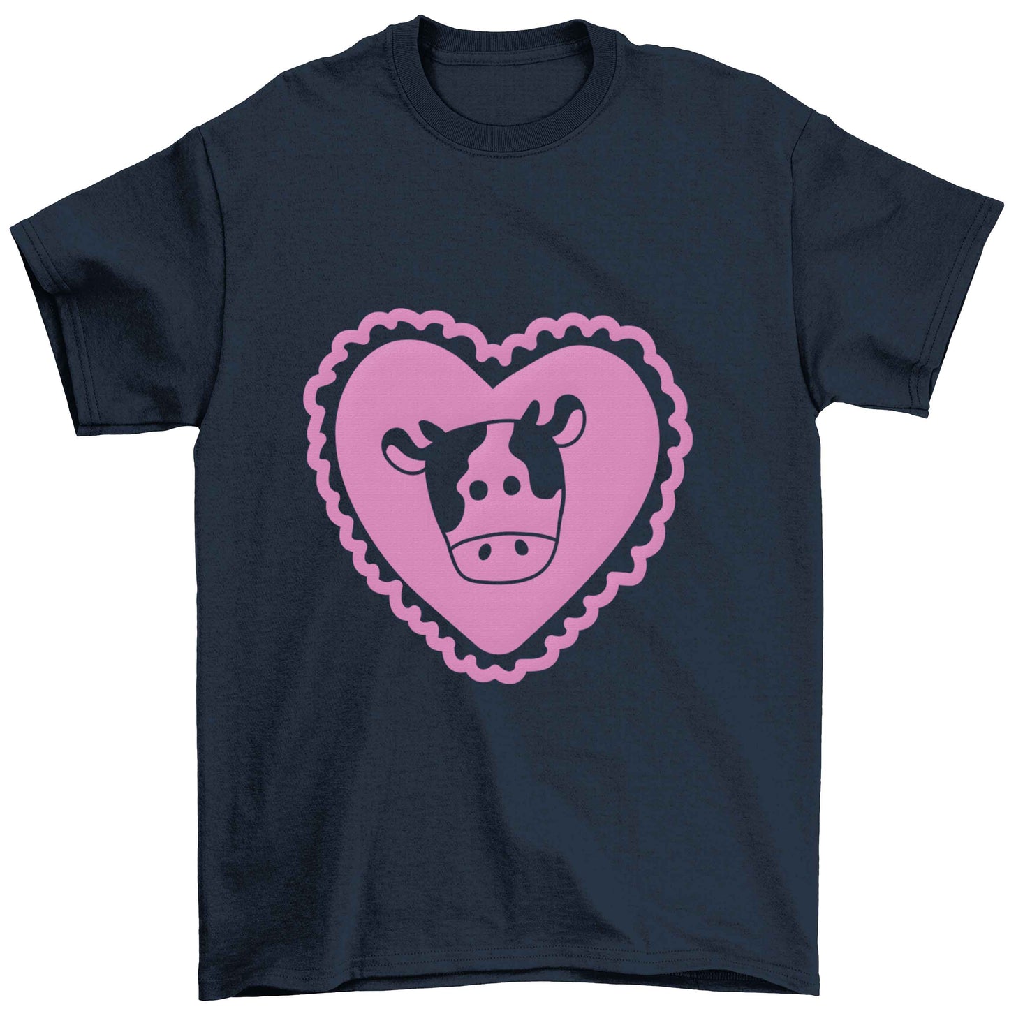 Cow heart illustration Children's navy Tshirt 12-13 Years