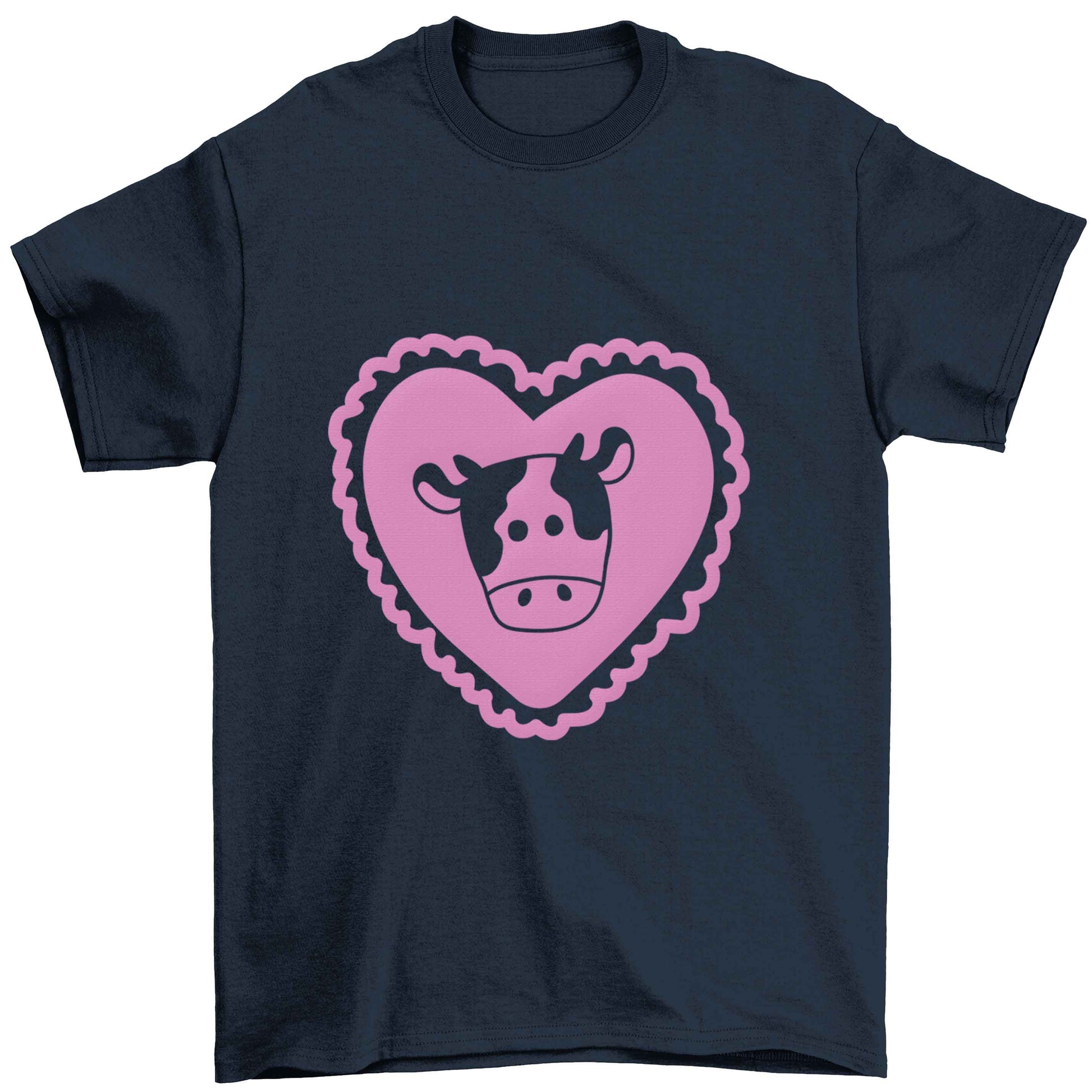 Cow heart illustration Children's navy Tshirt 12-13 Years