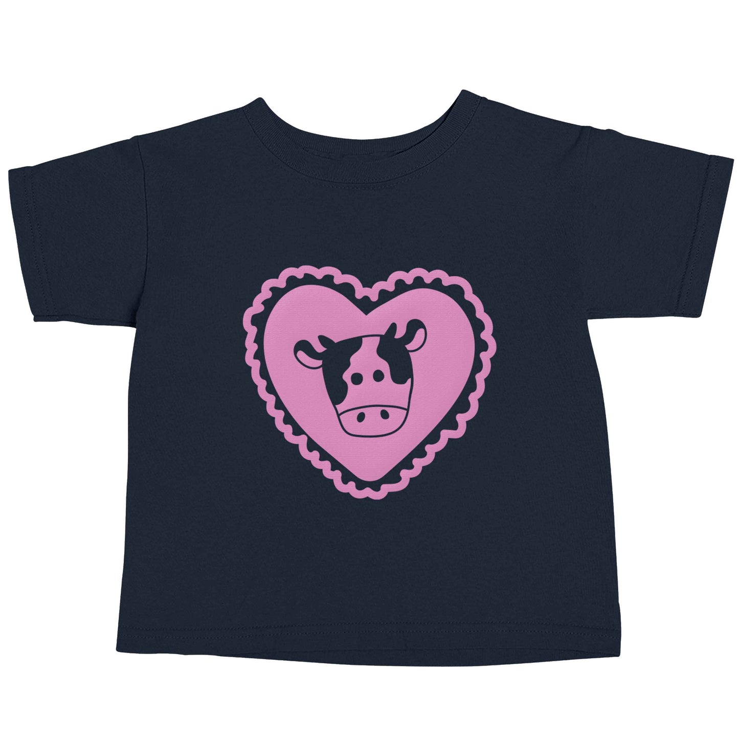 Cow heart illustration navy baby toddler Tshirt 2 Years
