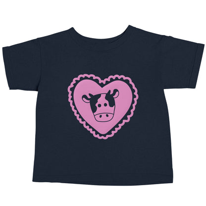Cow heart illustration navy baby toddler Tshirt 2 Years