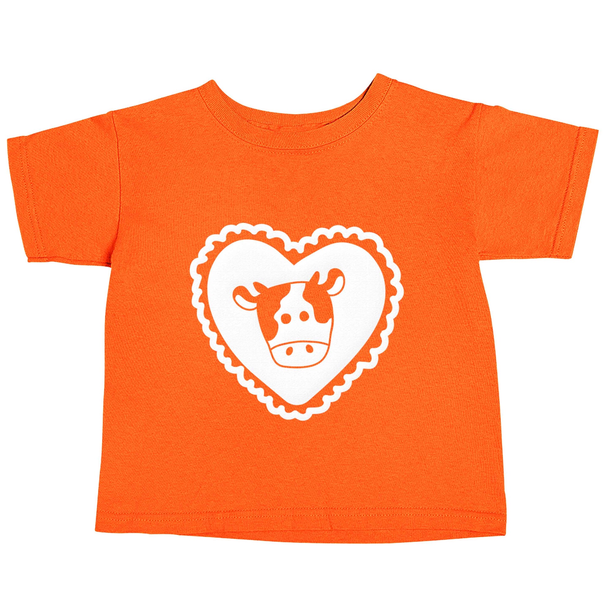 Cow heart illustration orange baby toddler Tshirt 2 Years