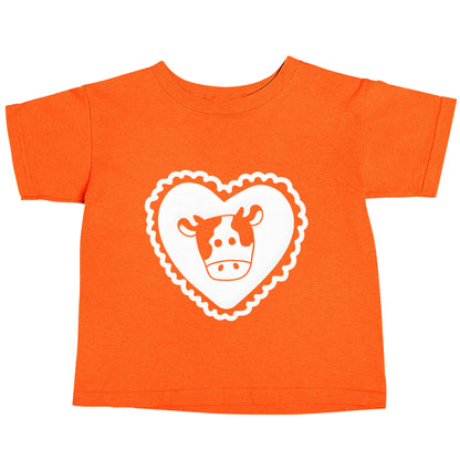 Cow heart illustration orange baby toddler Tshirt 2 Years