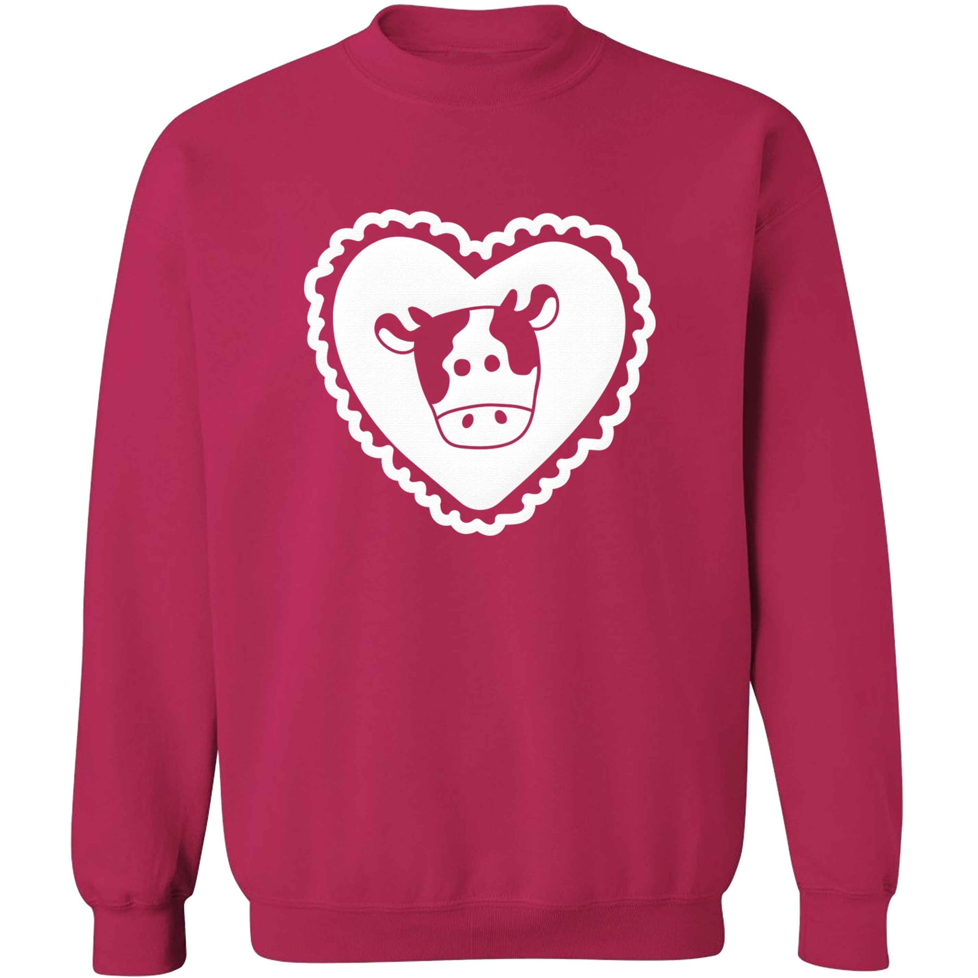 Cow heart illustration adult's unisex pink sweater 2XL