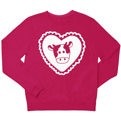 Cow heart illustration children's pink sweater 12-13 Years