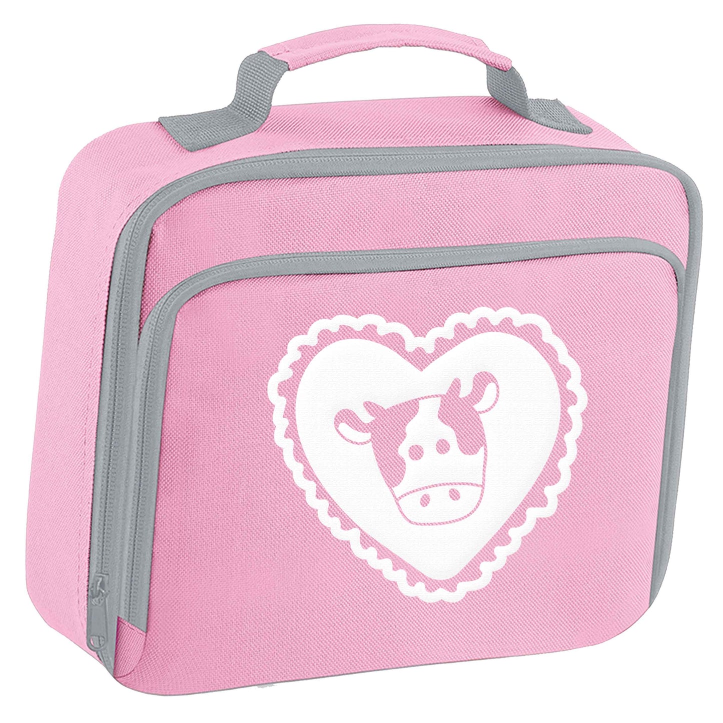 Cow heart illustration insulated pink lunch bag cooler