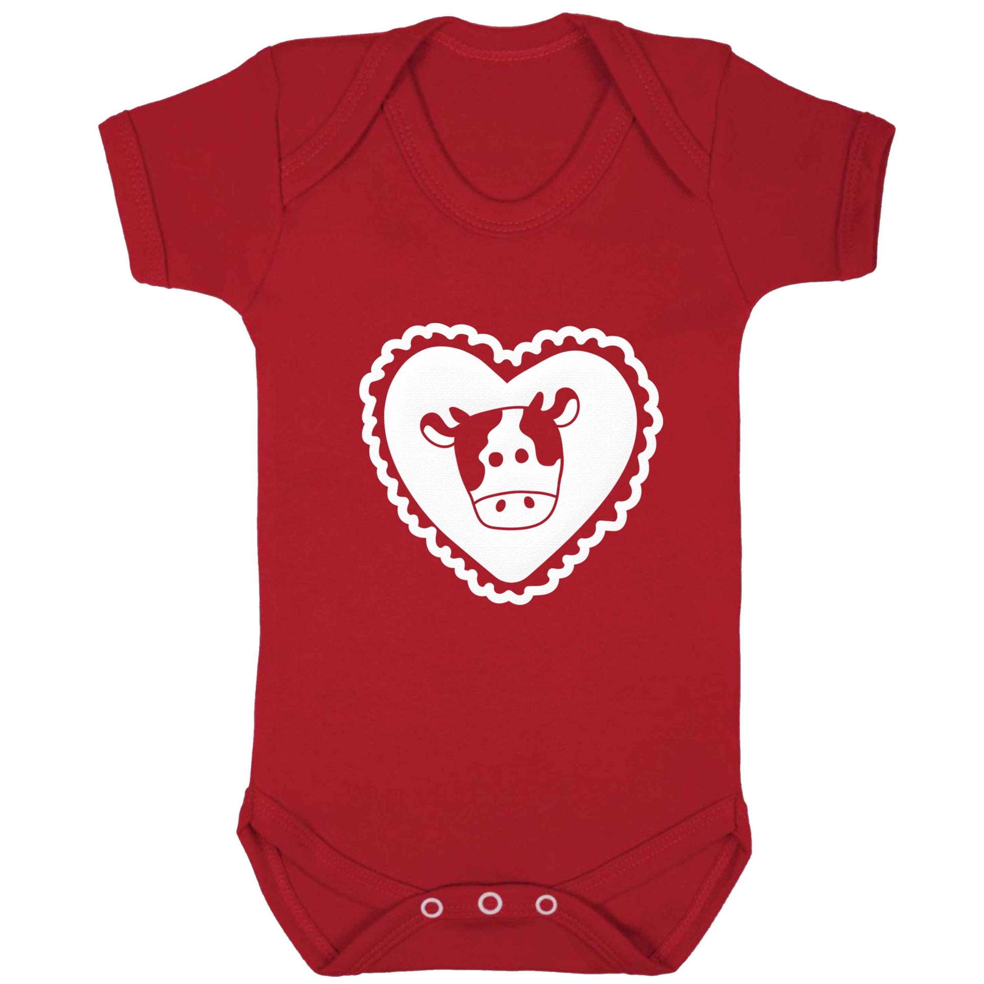 Cow heart illustration baby bodysuit red 18-24 months