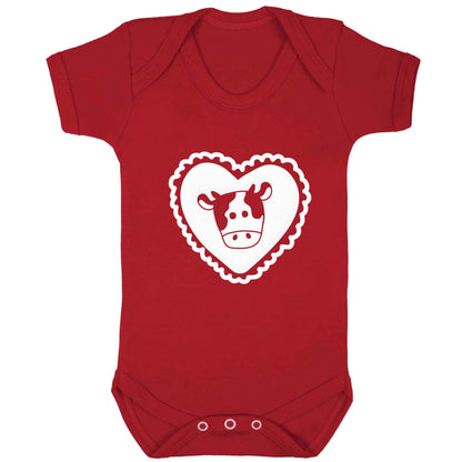 Cow heart illustration baby bodysuit red 18-24 months