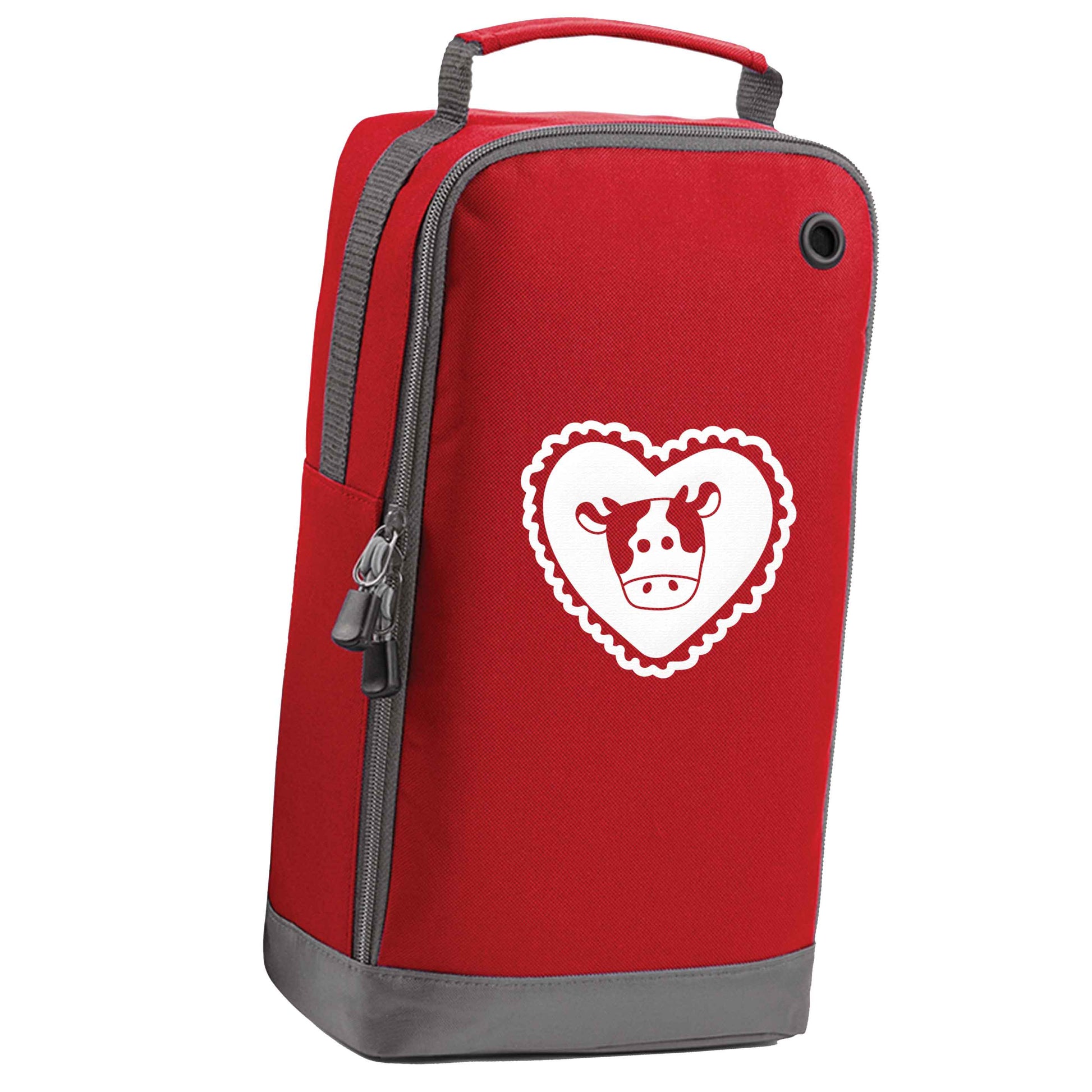 Cow heart illustration red sports shoe bag vertical print