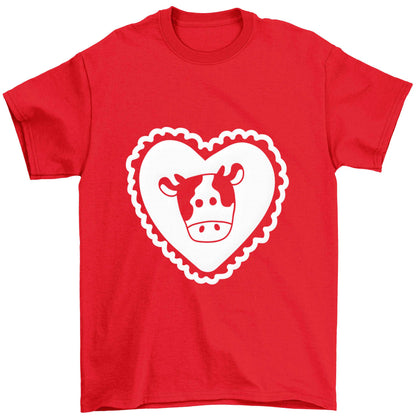Cow heart illustration Children's red Tshirt 12-13 Years