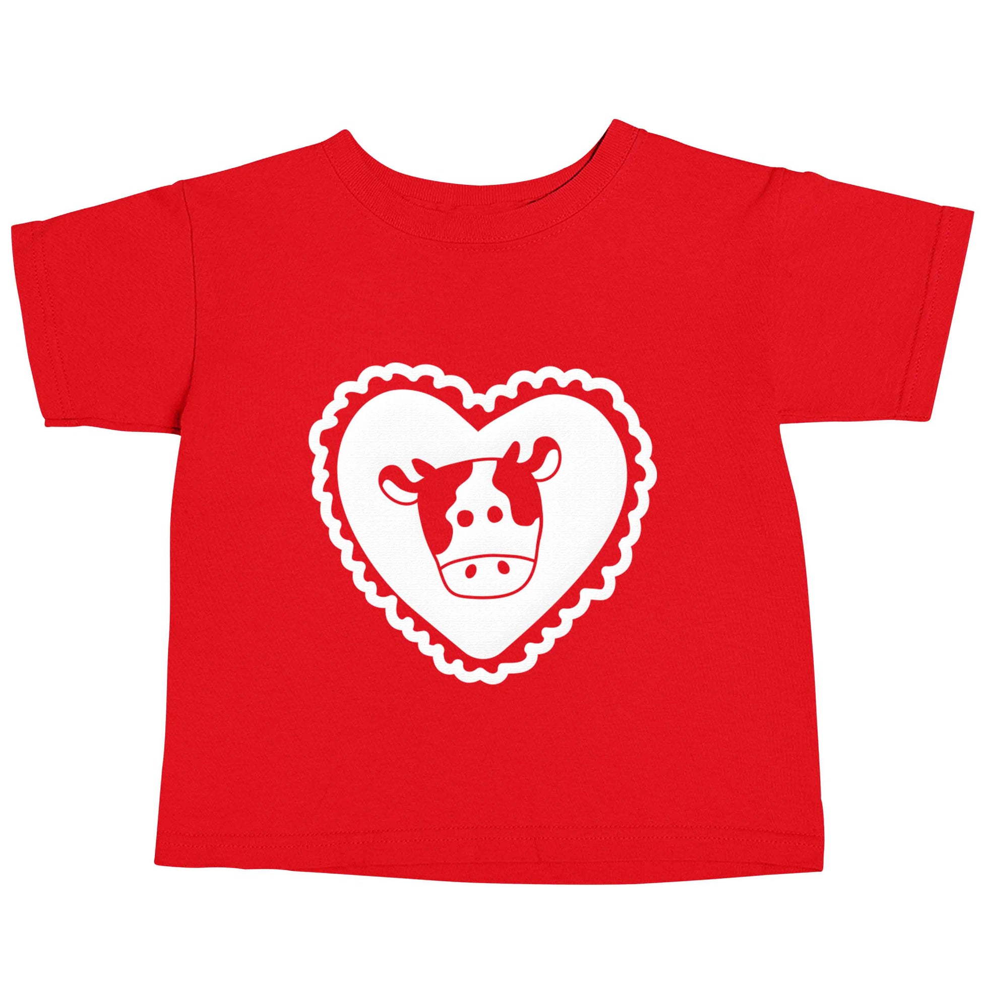 Cow heart illustration red baby toddler Tshirt 2 Years